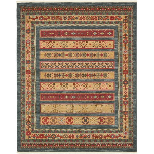 Unique Loom Fars Collection Tribal Modern Casual Area Rug, 8 x 10 Feet, Blue/Red