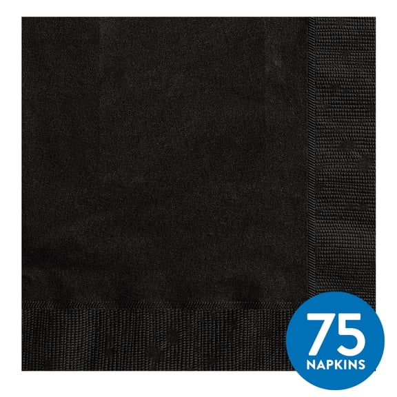 75CT 6.5IN x 6.5IN Black Disposable Paper Napkins by Way To Celebrate