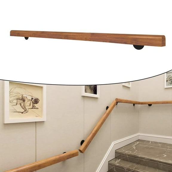 Pine Wood Stair Handrail 50CM Wall Mounted Support Railing with Brackets for Home Safety