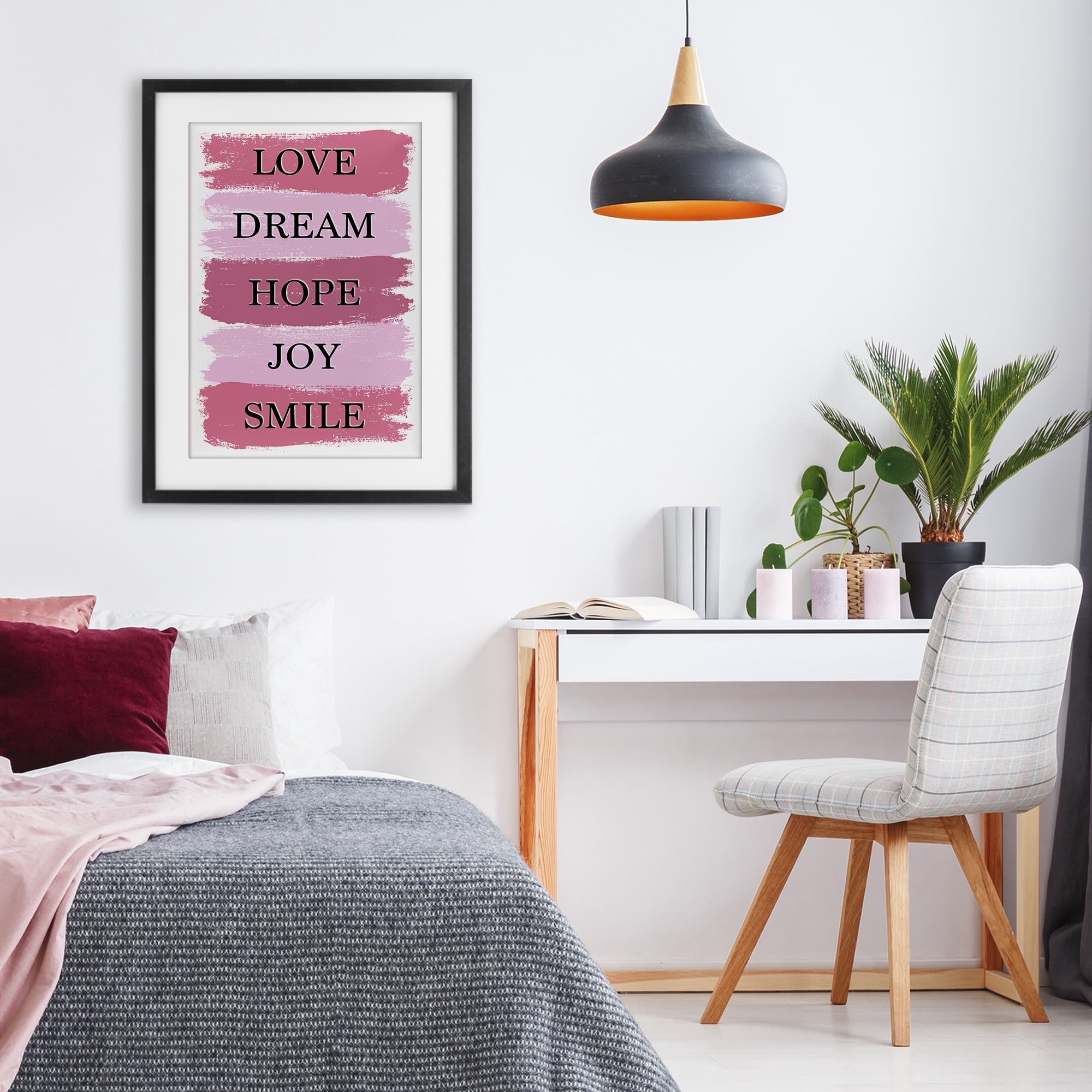 Stupell Industries Love Dream Hope Joy Smile Black Framed Print Under Glass, design by Martina Pavlova