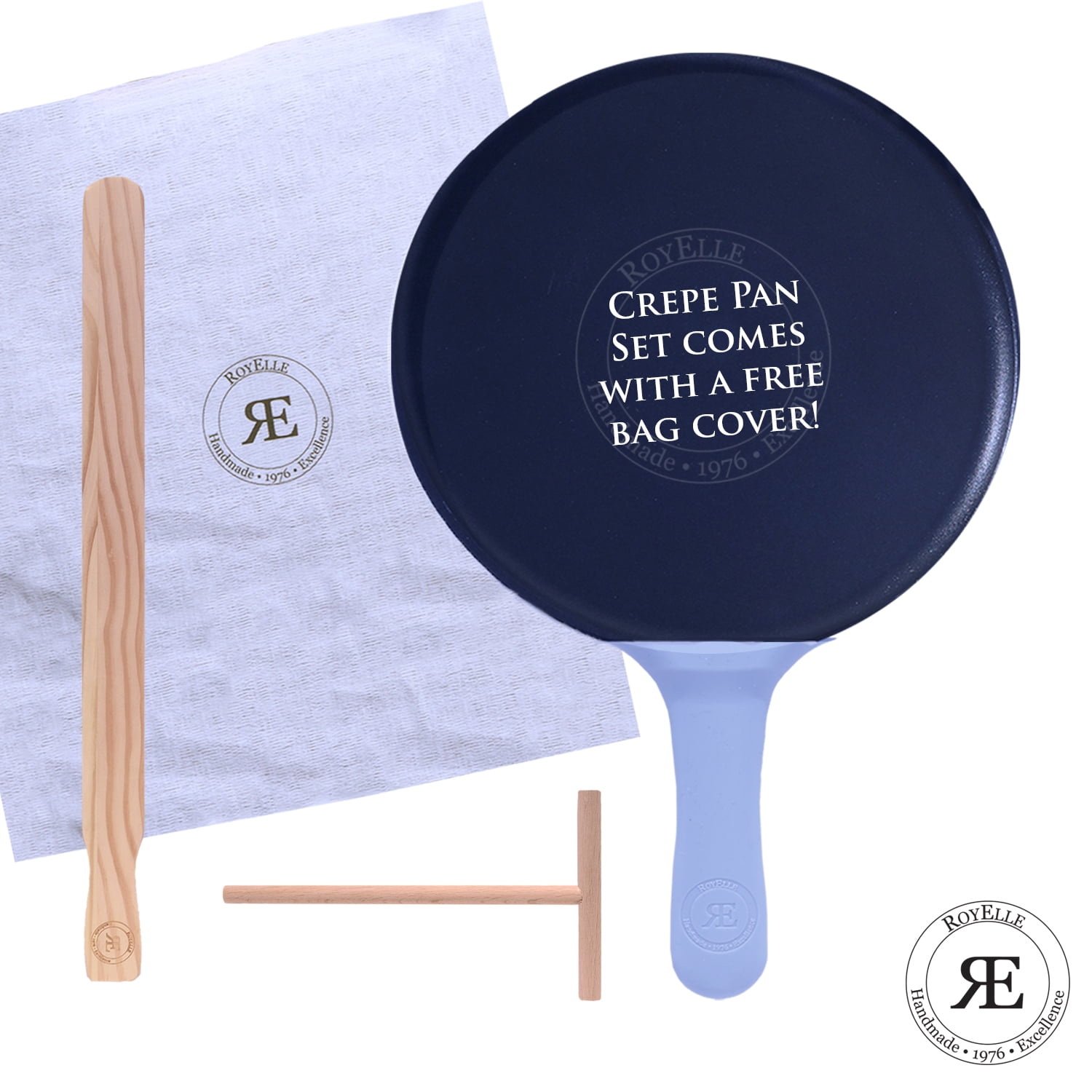 Royelle Premium 12-inch Blue Aluminum Crepe Pan Set