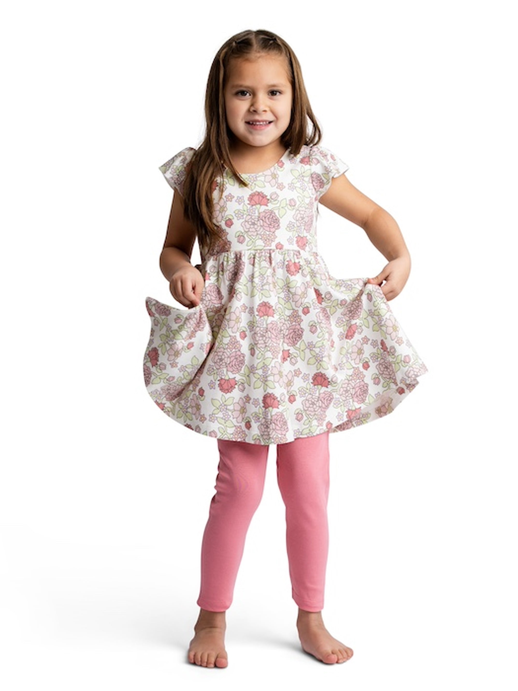 M+A by Monica + Andy Organic Cotton Short Sleeve Let's Dance Dress and Legging Set for Girls, Sizes 12-18M to 5T