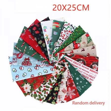 10 Pieces Christmas Cotton Fabric Bundles Sewing Square Patchwork Precut Fabric Scraps For DIY Christmas Stocking Tree Wreath Doll Dress Apron Quilt Coaster