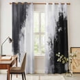 thumbnail image 4 of Black Gray White Kitchen Curtains 84 Inch Length, Minimalism Abstract Ombre Aesthetic Grommet Top Bedroom Living Room Curtains, Light Filtering Cafe Curtain Drapes 2 Panels Set 84''x84'', 4 of 9