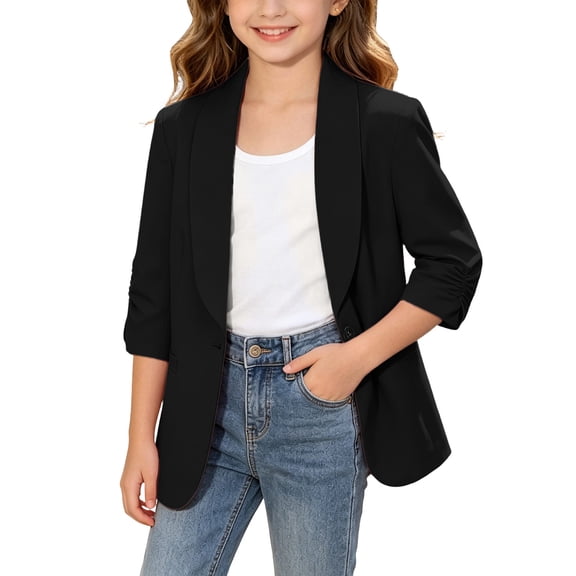 Odeerbi Chaqueta Blazer de Manga Larga Chal Cuello Uniforme Escolar Chaqueta de Traje Formal