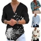 thumbnail image 3 of Mens Fashion Long Sleeve V Neck Printing T Shirt Blouse Casual Loose Tops Tee, 3 of 6