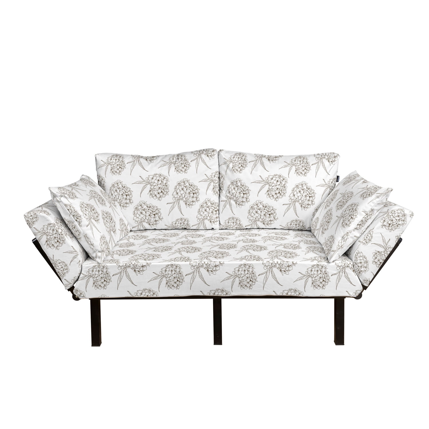 Loveseat Ambesonne Floral Futon Couch Blooming Flower Silhouettes Illustrated on a Plain Background Dark Warm Taupe Rose Daybed with Metal Frame Upholstered Sofa for Living Dorm