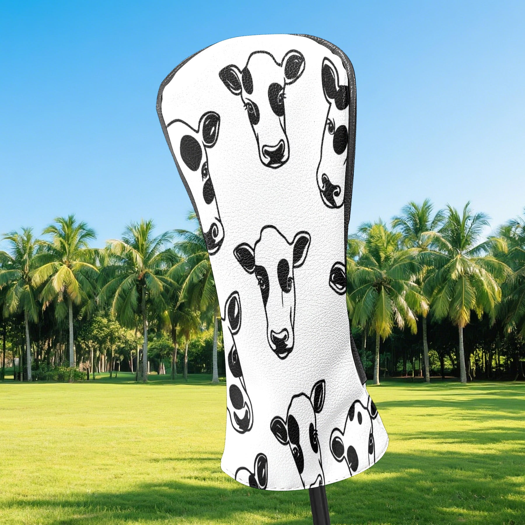 Golf Club Covers PU Leather Waterproof Head Covers for Fairway Woods Hybrids Cow Head