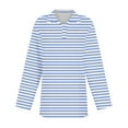 thumbnail image 4 of Womens Tops Plus Size Stripes Casual Long Sleeved Button Up Collar Shirt Light Blue M, 4 of 5