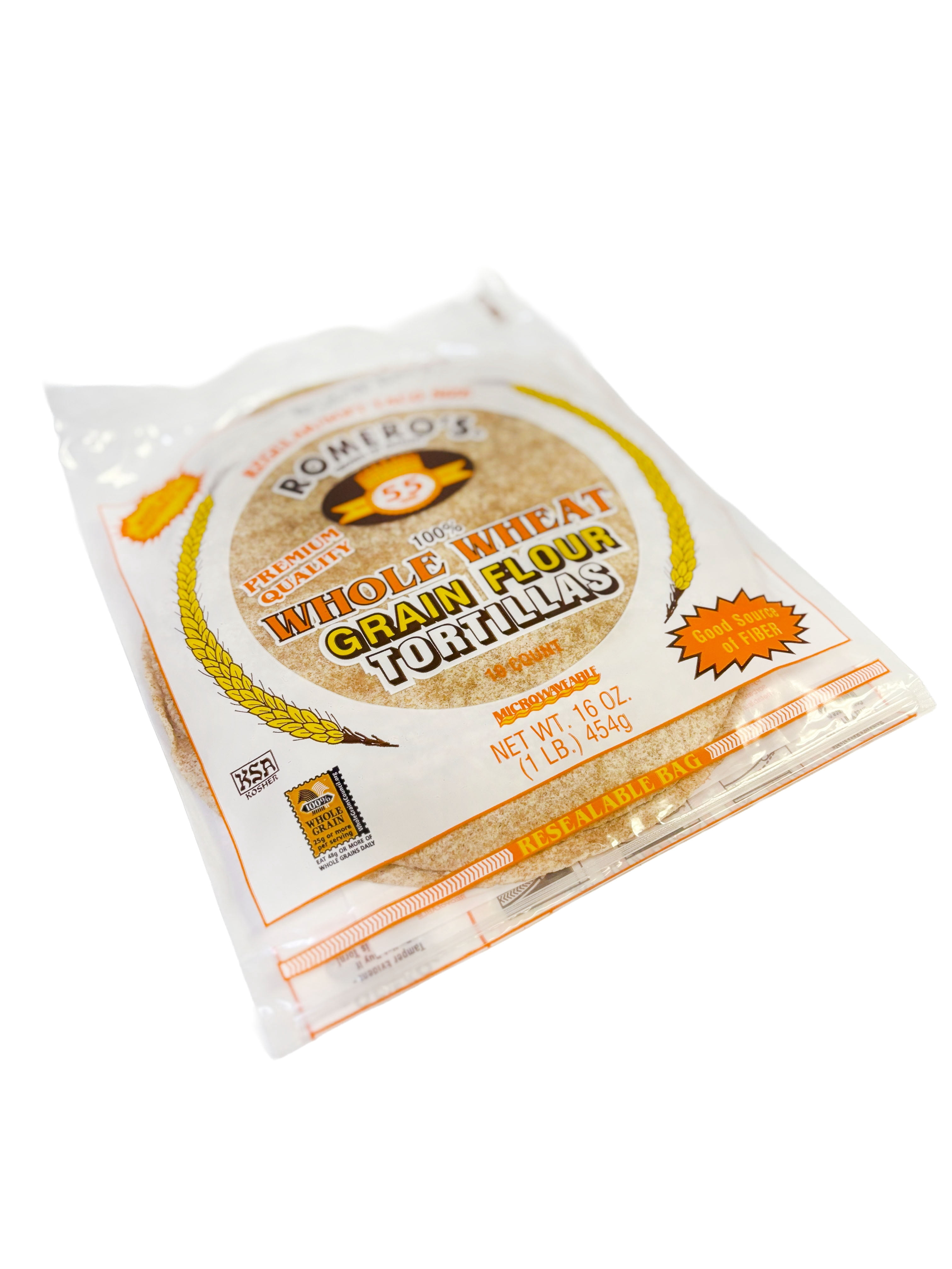 Romero's Whole Wheat Grain Tortilla (10 Count), 16 oz Bag