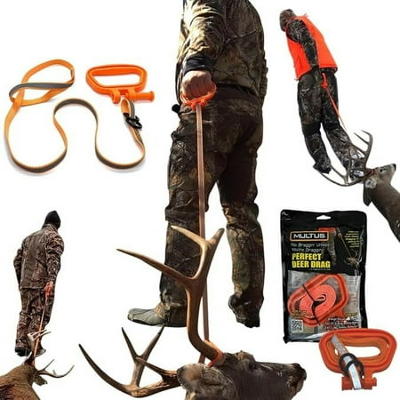 MULTUS Perfect Deer Drag Fast & Easy to use Durable Safety Reflective Orange Strap Compact Comfort Grip Handle Game Dragger and Hunting Gear