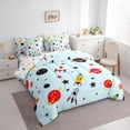 thumbnail image 3 of Homewish Cartoon Rocket 7-Piece Twin Bedding Sets,Galaxy Planet Pattern Bedding Comforter Set,Blue Red Black Sheet Sets For Boys Kids,Microfiber Bedroom Decor Reversible, 3 of 8