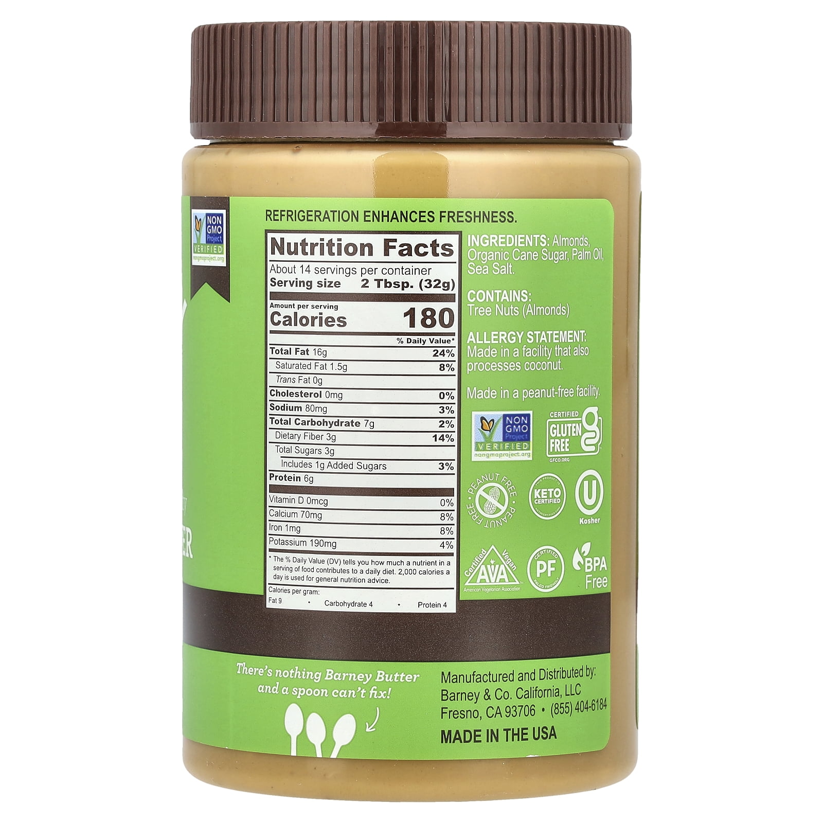 Barney Butter Almond Butter Crunchy, 16 oz