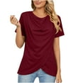 thumbnail image 5 of USSUMA Womens Tops Dressy Casual Women'S Fashion Solid Color V-Neck Comfortable Loose T-Shirt Sleeveless Blouse Casual Tops Casual 50% off Clear Red Polyester XXl, 5 of 5