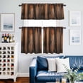 thumbnail image 2 of Retro Farmhouse Kitchen Curtains Sets for Windows 36 Inch Length, Brown Wooden Grain Cabin Country Plank Rod Pocket Window Treatments Tier Curtains and Valances Set for Bedroom/Bathroom, 2 of 8