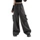 thumbnail image 2 of TRKIYQC Pantalones cargo para mujer, pantalones de talle bajo con cordón y cordón de pierna ancha gris con bolsillos TRKIYQC moda, 2 of 10