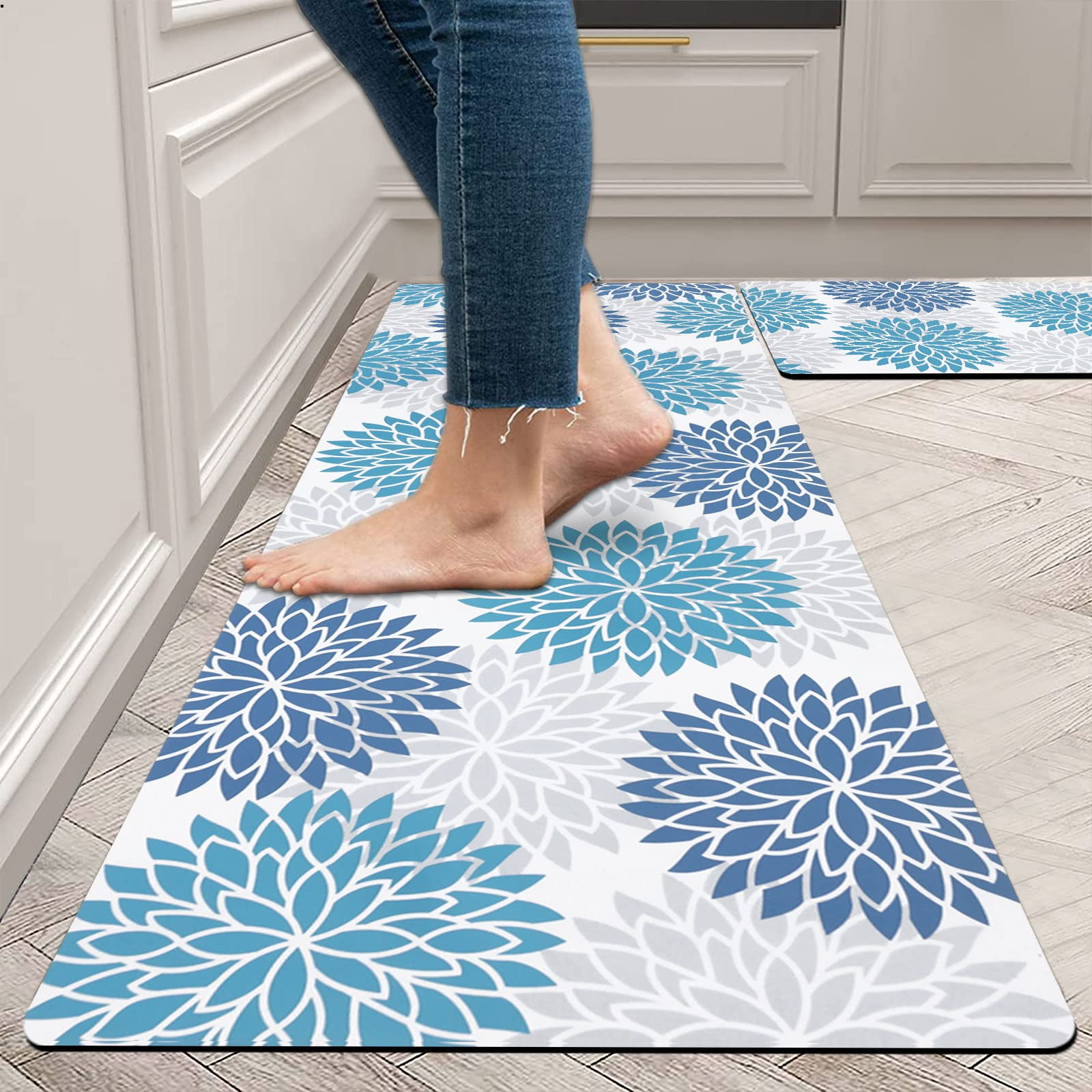Set of 2- Plant Floral Butterfly Kitchen Rugs with Runner Decor Access –  Modern Rugs and Decor
