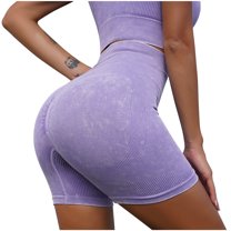 Elainilye Fashion Workout Outfits for Women Casual Bodybuilding Run Yoga Shorts Solid Color Biker Shorts Women,Purple