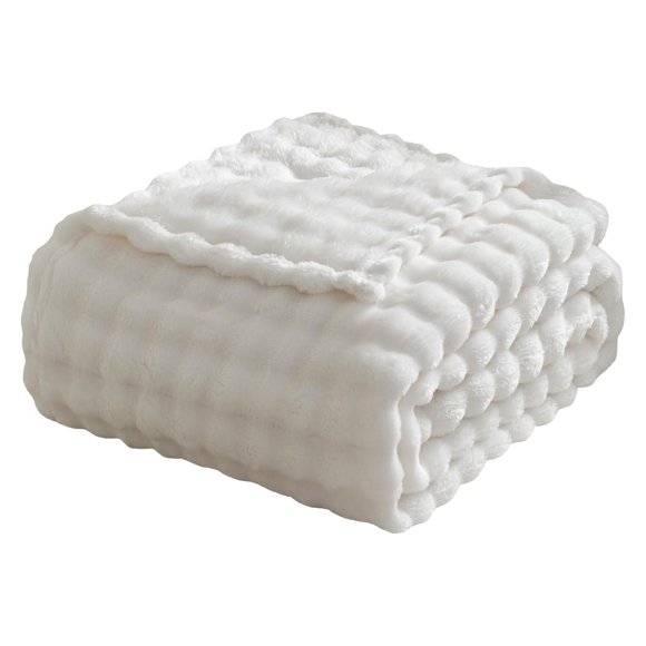 Couverture Jetée en Peluche, Couverture en Flanelle à Bulles pour Lit, Couverture Légère, Douce et Confortable pour Sofa, Canapé, Camping, Voyage, Cadeau pour Femmes, Toutes Saisons, Cuxi Couverture en Peluche Bubble Bunny B