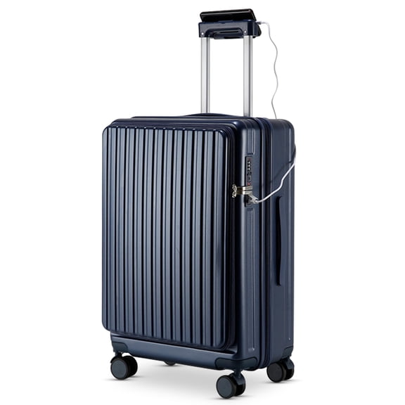 20 Inch Carry On Luggage, PC Hard Shell Suitcase with Spinner Wheels & TSA Lock, Top Opening Carry-On Travel Suitcase, Dark Blue