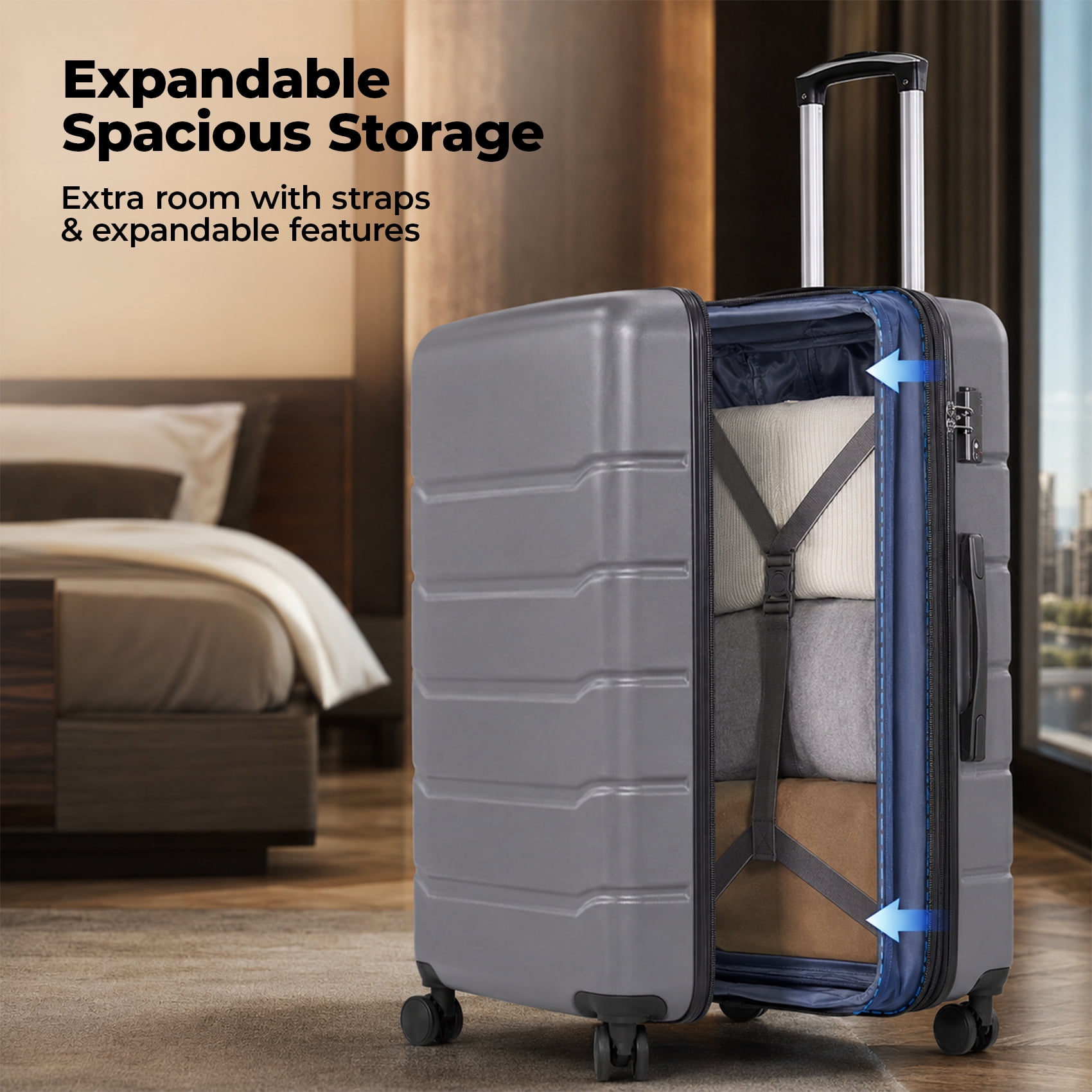 Alvantor 20/24/28 Inch Luggage, Set Suitcase Spinner Hardshell Lightweight TSA Lock, Durable ABS Lightweight Suitcase for Travel
