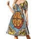 thumbnail image 1 of X. Vestido de manga corta con diseño de la carta del Tarot de la Rueda de la Fortuna para mujer, atuendo de festival, vestido de mujer, 1 of 7