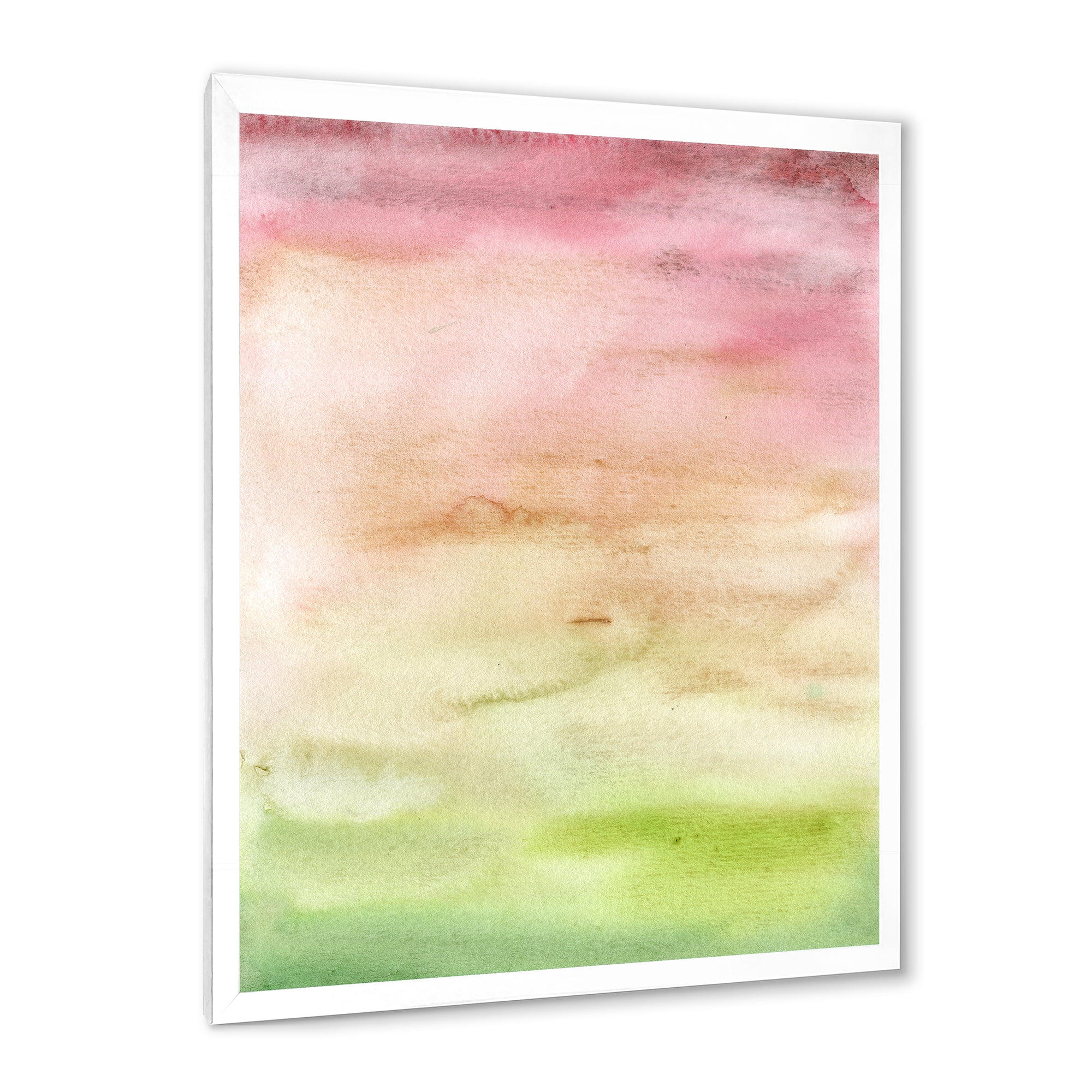 Designart 'Abstract Sunset With Pink Green and Beige' Modern Framed Art Print