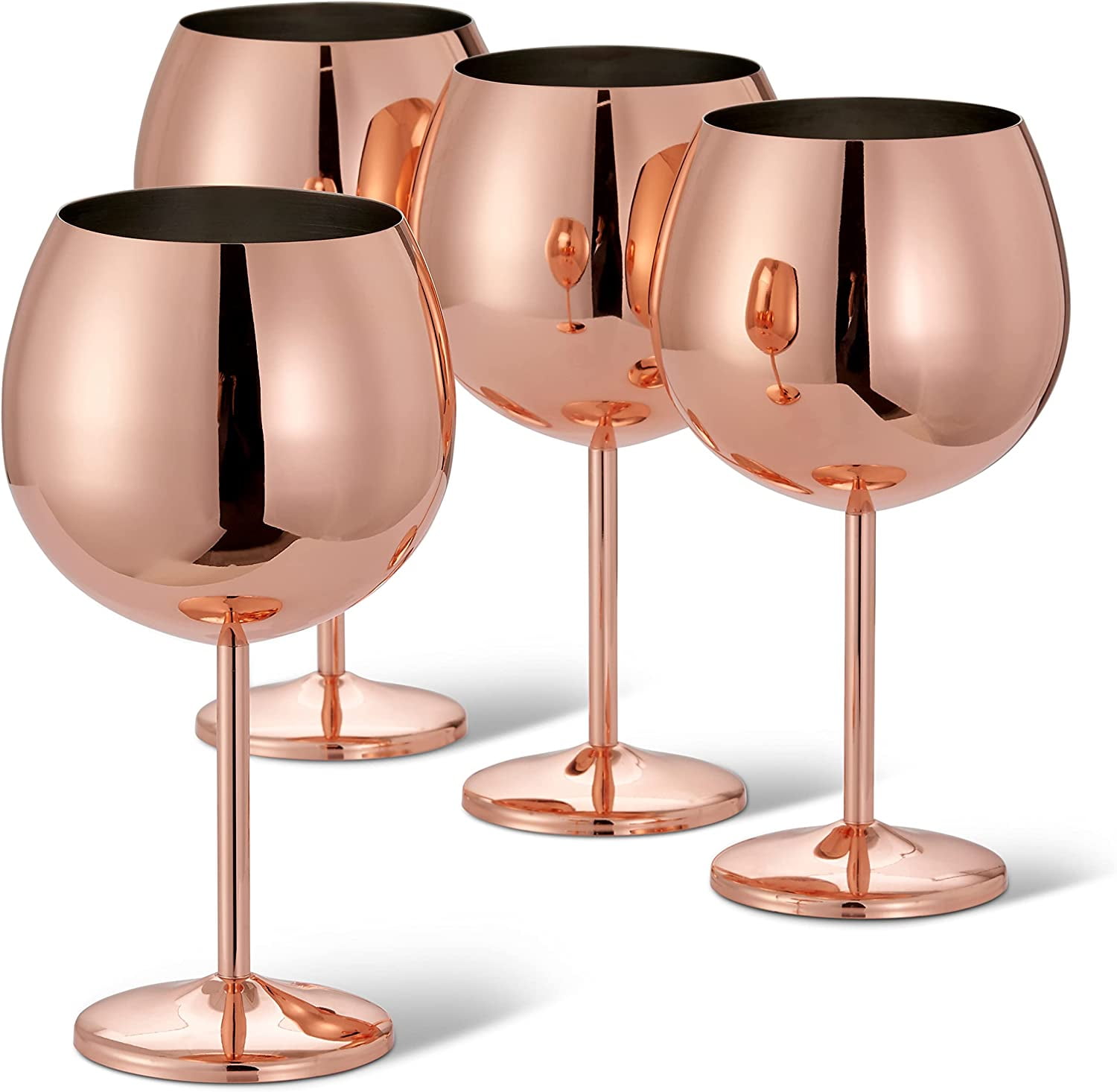 Oak & Steel 24 oz Wedding Insulated Stainless Steel Balloon Wine Glasses Set of 4