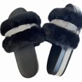 thumbnail image 1 of wonima44 light Slide Slippers for women Slip On heel Flats Platform with Faux Fur Rhinestone Outdoor Indoor Open Toe Sandals, 1 of 1