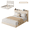 Beige, variant on Modern Floating Platform Bed Frame with LED Lights & Charging Station - Upholstered Storage Headboard, No Box Spring Needed - Full Beige