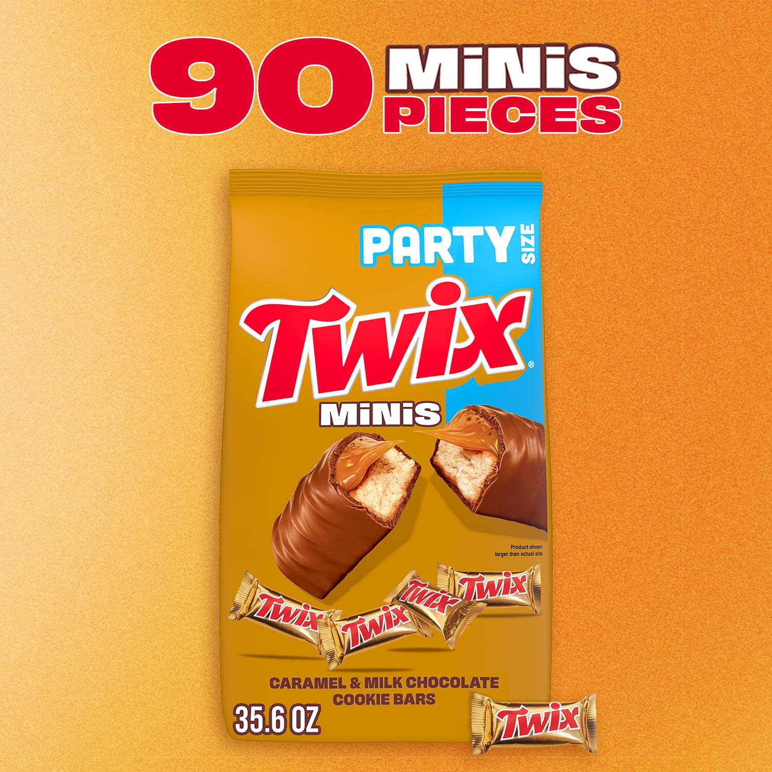 Twix Caramel Minis Size Chocolate Cookie Bar Candy Bag, 35.6 oz/95 count