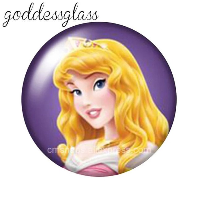 Princesas de Disney, Blancanieves, Alicia, Cenicienta, cabujón de cristal redondo, collar de espalda plana, fabricación de hallazgos, 12mm, 18mm, 20mm, 25mm, 10 piezas