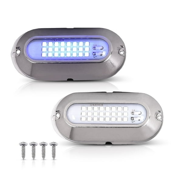 PIT66 LED Pontoon Boat Docking Light Marine Boat Light Bright Clear & Blue Pair 12V