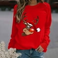 thumbnail image 2 of Christmas Long Sleeve Shirts for Women Colorful Christmas Reindeer Shirt Deer Print Xmas Blouse Sweatshirt Pullover Tops Womens Sweaters Sweatshirt Shirt, 2 of 4