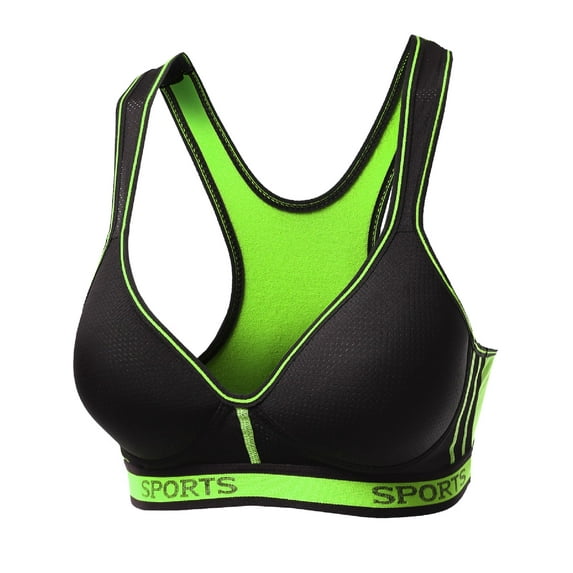 FashionOutfit Women's Sporty Wirefree Padded Mesh Strap Sport Bras
