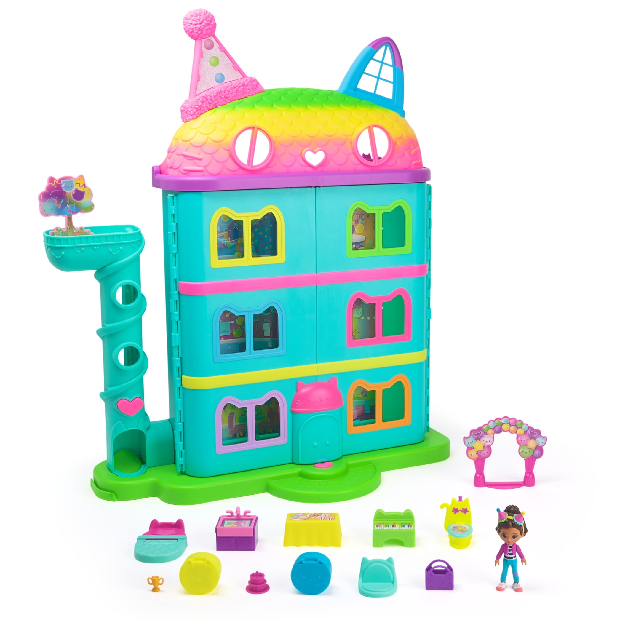 Gabbys Dollhouse, 25" Tall Celebration Dollhouse with Toy Figures, Furniture & Sound Effects