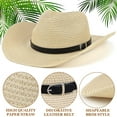 thumbnail image 4 of EINSKEY Straw Cowboy Hats for Men, Western Cowgirl Hat Women Wide Brim Fedora for Beach,Beige, 4 of 7