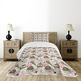 thumbnail image 4 of Ambesonne Ice Cream Quilted Bedspread Set 2 Pcs, Grunge Cupcakes, Twin Size, Army Green Pale Pink, 4 of 5