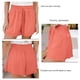thumbnail image 4 of Pantalones cortos de pierna ancha para mujer Cordón elástico de cintura alta Color puro Pantalones cortos de verano transpirables, 4 of 5