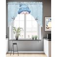 thumbnail image 3 of Blue Snowman Christmas Kitchen Swag Valance for Window, Rod Pocket Short Kitchen Curtains&nbsp;36 Inch Length, Snowflake Xmas Winter Swag Topper Small Window Treatment for Cafe Bathroom Bedroom, 3 of 6