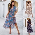 thumbnail image 2 of Women's Spring/Summer New Elegant Printed Waist-Slimming Short-Sleeve Chiffon Dress, 2 of 5