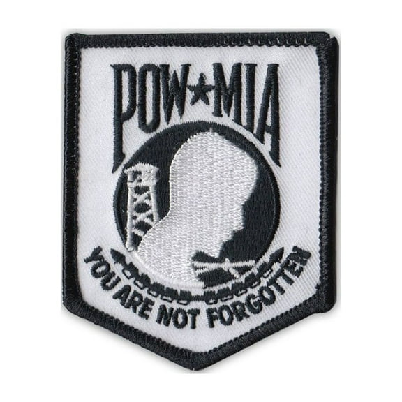 Patch, Embroidered, POW MIA Not Forgotten (White), 2.5" x 3"