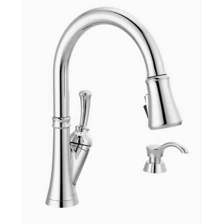 Chrome 1-Handle Deck-Mount Pull-Down Handle Kitchen Faucet (Deck Plate Included)