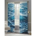 thumbnail image 4 of Abstract Ocean Wave Sheer Curtains 108 Inches Long 2 Panels Modernism Blue Marine Light Filtering Semi Sheer Window Curtains Drapes for Bedroom Living Room 52"x108", 4 of 7