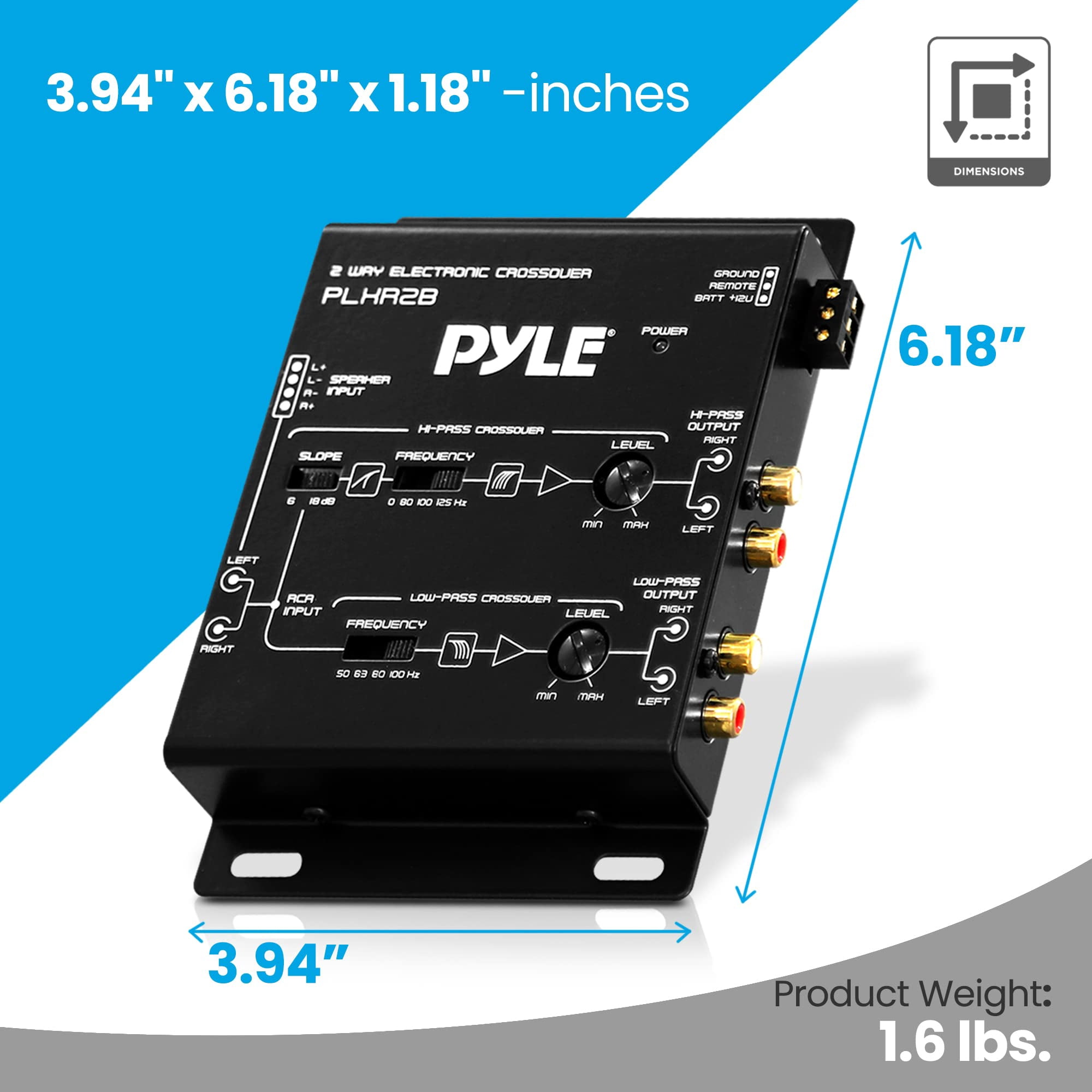 Pyle 2-Way Electronic Crossover Network Independent HighPass LowPass Controls 4-Channel RCA Outputs