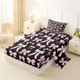 thumbnail image 2 of Erosebridal Black Pink Buffalo Bow Twin Sheet Sets for Girls, Cute Ribbon Bedding, 3pcs, 2 of 6
