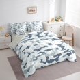 thumbnail image 3 of Manfei Blue Camouflage Bedding Comforter Set 7-Piece, Square Geometric King Bedding Sets, Cartoon Cartoon Reversible Bed Sheets, Breathable Home Decor, 3 of 7