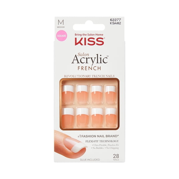 KISS Salon Acrylic French Nails, ‘Sugar Rush’, 28 Count