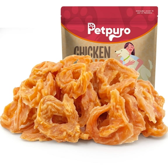 PETPURO Chicken Jerky Rings Dog Treats, Grain-Free Chewy  Snacks for All Dogs, 10.6 oz