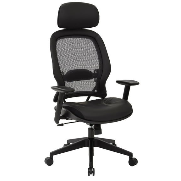 SPACE Seating SPACE Seating Professional Air GridÂ® Chair with Bonded Leather Seat and Adjustable Headrest